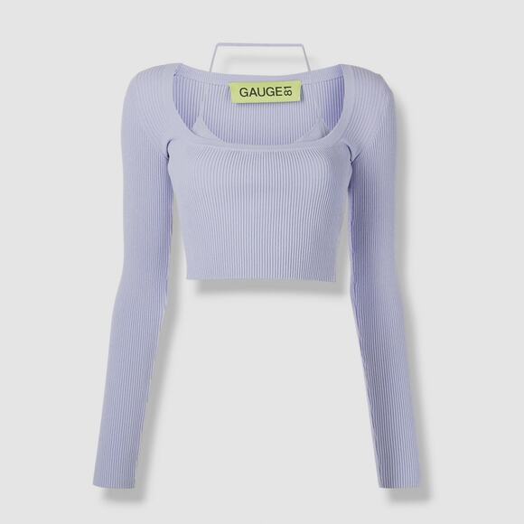 Gauge81 Tops - GAUGE81 Women's Purple Yukita Double Layered Long-Sleeve Crop Top XXS
